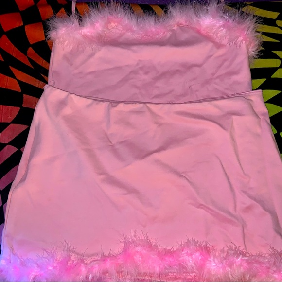 Fur Trim Crop Top Skirt Set - Picture 1 of 2